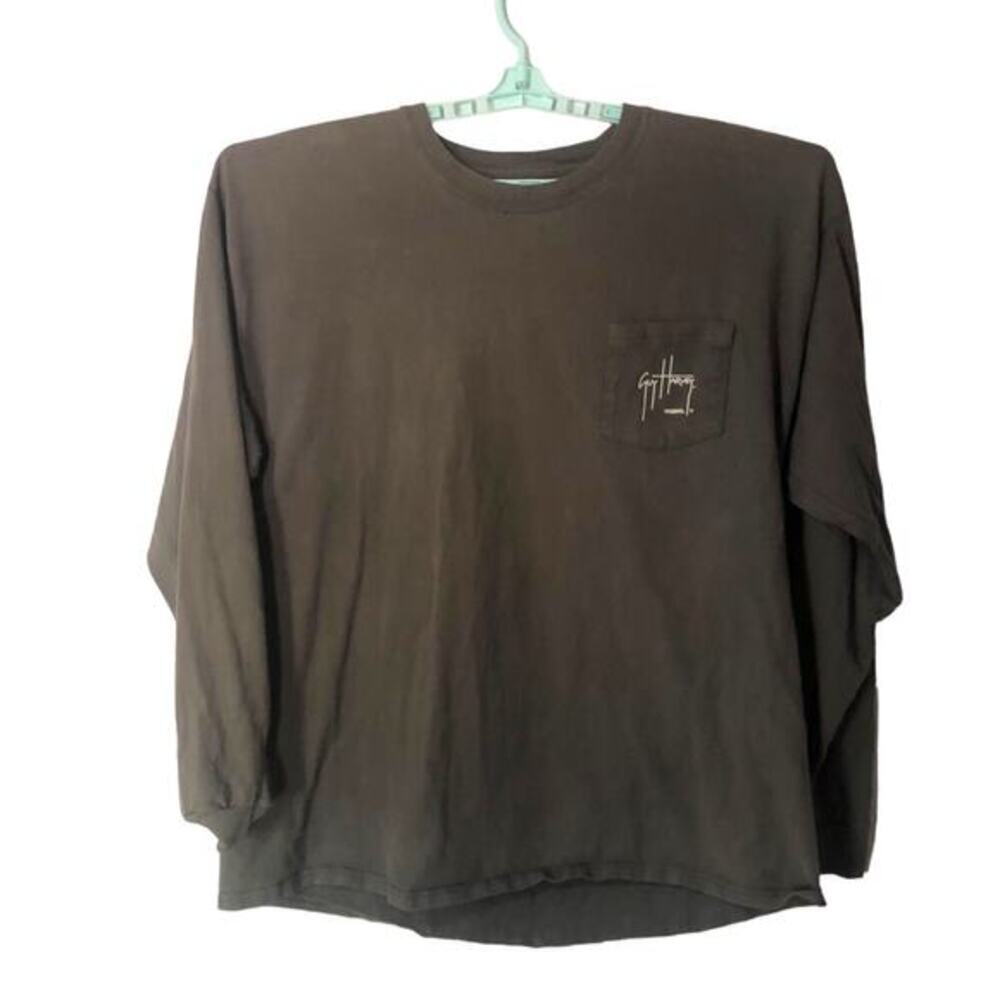 Guy Harvey Graphic Tshirt Fishing Shirt Sailfish Long Sleeve 2XL‎ Gray Smallish